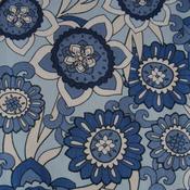 Linen Viscose Mix – Retro Blue &amp; Navy Floral