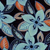 Linen Viscose Mix – Retro Navy, Blue &amp; Orange Floral