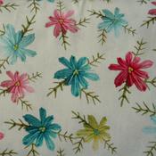 Embroidered flowers cotton print