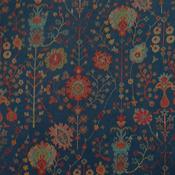 Combed lawn – Orange flowers on soft navy