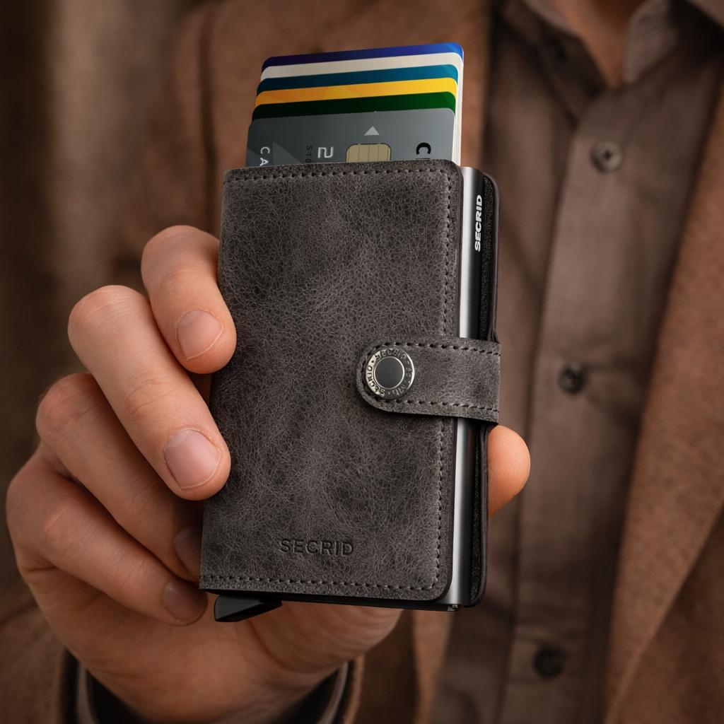 Secrid Miniwallet Black Leather Card Protector Wallet