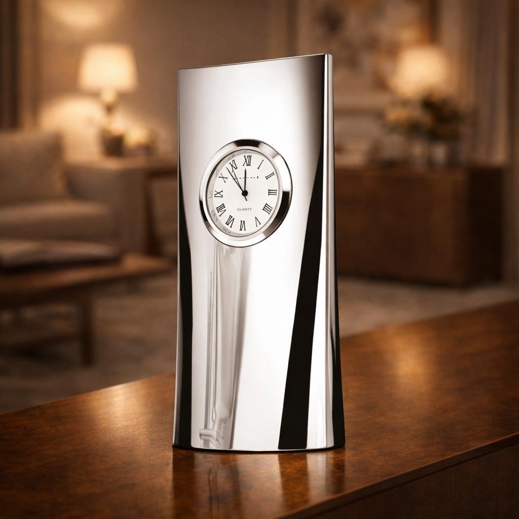 Newbridge Silver Tower Clock with Quartz Clock Face