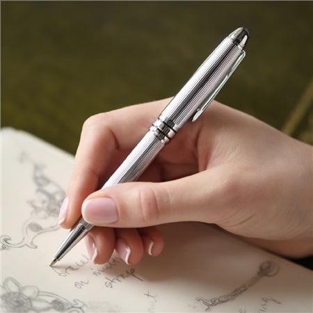 Newbridge Silverware Ball Point Pen Chrome Ribbed Engravable