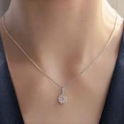 Newbridge Silver Flower Pendant Clear Stone image