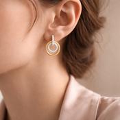 Absolute Jewellery Two-Tone Circle Drop Earrings image