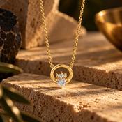 Seala Collection 13mm Claddagh Pendant &amp; Chain Gold image