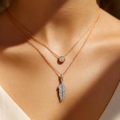Absolute Jewellery Rose Gold Double Layered Feather Necklace image