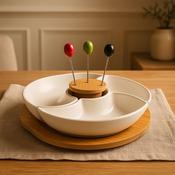 Newgrange Living White Ceramic Dip Set Small with Turntable (Set 3)