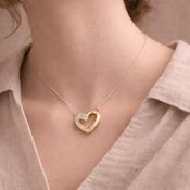 Absolute Jewellery Gold Crystal Open Heart Pendant Necklace image