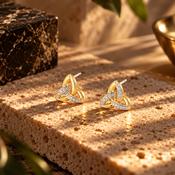 Seala Collection Single Stone-Set Trinity Stud Earring Gold image