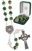 St. Patrick Rosary Beads Green Marble Finish