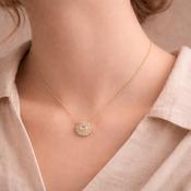 Absolute Jewellery Gold Oval Sunburst Crystal Pendant Necklace image