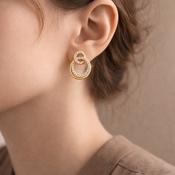 Absolute Jewellery Gold Interlocking Circle Drop Earrings image