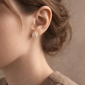 Absolute Jewellery Gold Baguette &amp; Circle Stud Earrings image