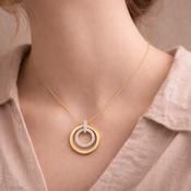 Absolute Jewellery Two-Tone Gold Circle Pendant Necklace image
