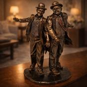 Bronze Laurel &amp; Hardy Pose 28cm Figurine image