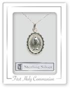 Silver Miraculous Medal &amp; Chain Pendant
