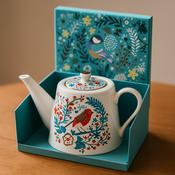 Tipperary Crystal Birdy Robin &amp; Blue Tea Pot image