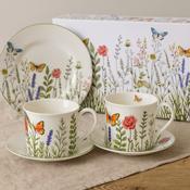 Emma James Butterfly Garden Cappuccino Coffee Cup &amp; Saucer, Set 2 image