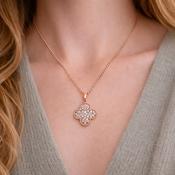 Absolute Jewellery Clover Stone-Set Crystal Pendant – Rose Gold image