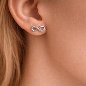 Tipperary Crystal Part Stone Set Infinity Stud Earrings Silver image