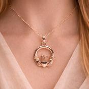 Newgrange Living Rose Gold Claddagh Pendant Necklace
