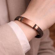 Engravable Fred Bennett Woven Brown Leather Bracelet For Men image