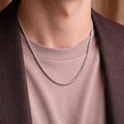 Fred Bennett Heavyweight Sterling Silver Spiga Link Chain Necklace – Men’s Jewellery image