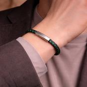 Fred Bennett Black &amp; Forest Green Plaited Leather Bracelet – Men’s Jewellery image