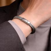 Fred Bennett Twisted Steel Wire Cable Bracelet – Men’s Jewellery image