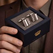 Harvey Makin Rhodium Plated Cufflinks Plain Diamante image