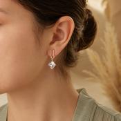 Newgrange Living Rose Gold Square Diamond Earrings image