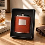 Joe Davis Classic Leather Brown 6oz Hip Flask image