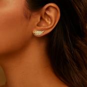 Absolute Jewellery Stone Set Leaf Gold Earrings image
