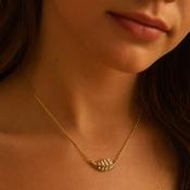 Absolute Jewellery Stone Set Leaf Gold Necklace image
