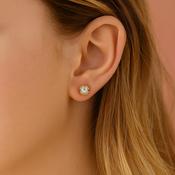 Absolute Jewellery Halo Cut Stone Gold Stud Earrings image