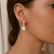 Absolute Jewellery Square Cut Drop Gold Earrings image