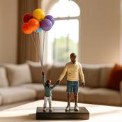 David McGlynn Sculpture - Dad &amp; Boy 'Content' - Engravable image
