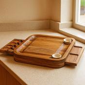 Newgrange Living Cheese Board Rectangular with 2 Dishes &amp; 4 Knives image