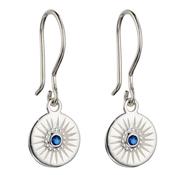 Empowerment Silver Earrings with Diamond Cut CZ Disc Sapphire Crystal image