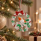 Newbridge Silverware Robin with Holly Christmas Tree Decoration image