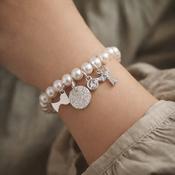 Absolute Jewellery Silver Pearl 4 Charm Bracelet with Chalice image