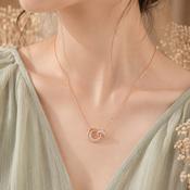 Absolute Jewellery Rose Gold Interlocking Circle Pendant Necklace image