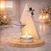 Porcelain &amp; Wooden Angel Candle holder image