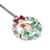 Newbridge Silverware Robin with Holly Christmas Tree Decoration image