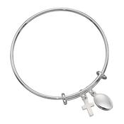 Bangle with Cross Charm and Engravable Medal image