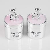 Silver First Tooth &amp; Curl Box Set - Pink