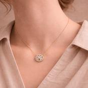 Absolute Jewellery Gold Baguette &amp; Crystal Circle Pendant Necklace image