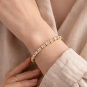 Absolute Jewellery Gold Oval Crystal Tennis Bracelet image