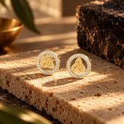 Seala Collection Circle Trinity Stud Earring Gold/Clear image